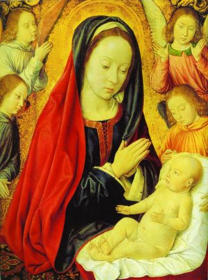Moulins-i Mester: Madonna a gyermekkel és angyalokkal.  Brüsszel, Koninklijke Musea voor Schone Kunsten